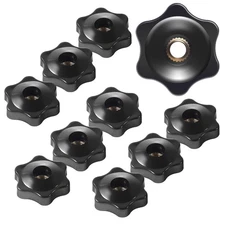 12 Pcs Star Knobs, 1/4-20 Female Threaded Hexagon Head Thru Clamping Knob, 6 Sta