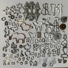 Vintage Lot 100 METAL Cookie Cutters Christmas Stars Animals - Or Crafting READ.