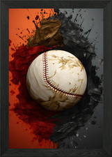 Baseball Sport Modern Framed Wall Art Poster Canvas Print Picture