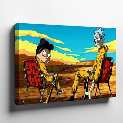 Rick and Morty Breaking Bad Style Cartoon Canvas Wall Art Poster Print Decor