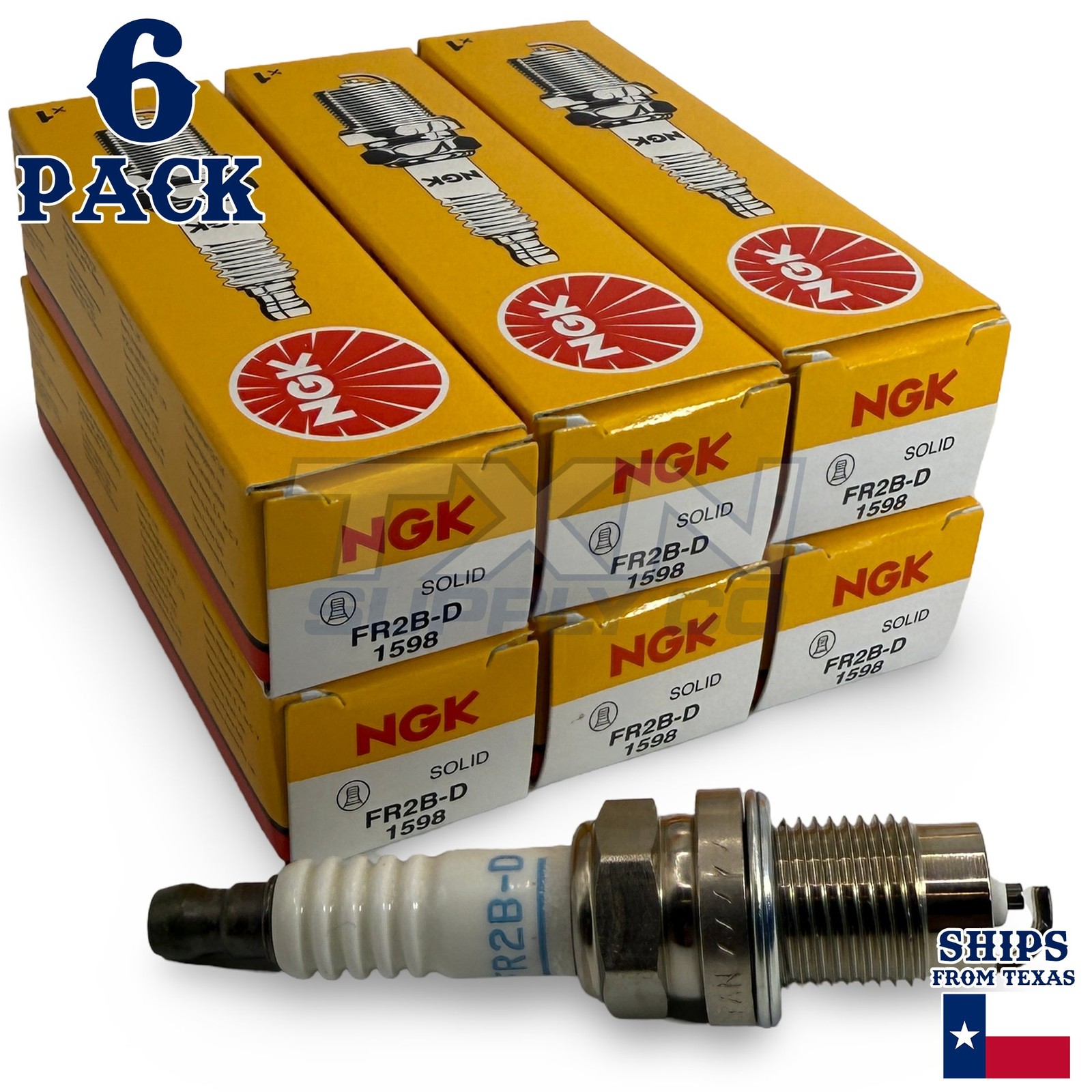 6 Pack NGK 1598 Spark Plugs FR2B-D