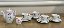 VTG Porcelain Miniature Toy Tea Set With Pink Rose Design. Made In Japan