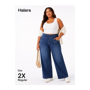 Halara High Rise Pull On Baggy Wide Leg Jeans Size 2X 