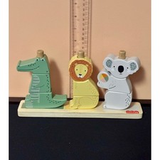 Fisher Price Wooden Stacking Toy Animal Friends Lion Crocodile Koala Montessori