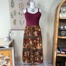 90s Y2k Tiered Maxi Peasant Skirt Boho Hippie Fairy Grunge Bohemian Forest L 14