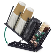 Cup and Lid Holder, Adjustable Coffee Cup Holder Organizer, 4 Compartment Dis...