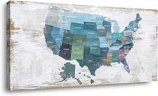 Map of the United States Wall Decor Map Canvas Wall Art for Wall Decoration Wood
