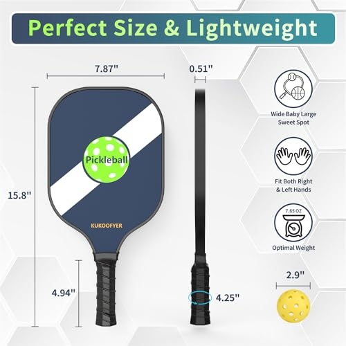 Pickleball Paddel, USAPA zugelassen Fiberglas Pickleball Paddel Griff Set, inkl - Bild 4 von 7