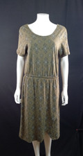 Fat Face Ladies Khaki Casual Multi Patterned Dress Cotton Modal Mix UK 12 EUR40
