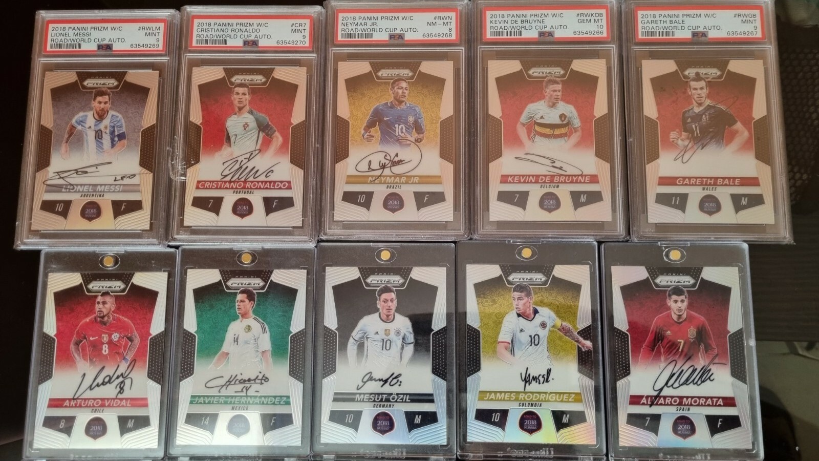 2018 Prizm Soccer World Cup MESSI CR7 NEYMAR BALE KDB On Card Auto FULL SET/99 - Picture 5 of 8