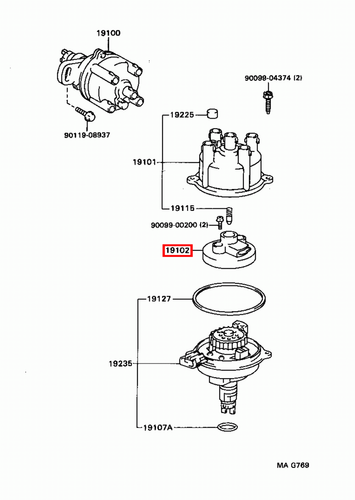 Genuine MR2 SW21 SW20 Sprinter AE101 3SGTE 5S 4AGE Distributor Cap Rotor Button - Picture 19 of 20