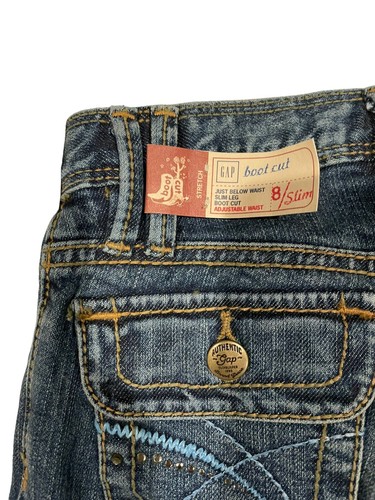 Gap Denim Jeans Slim Leg Bootcut Blue Distressed Girls Size 8 22x26 NWT👖 - Picture 14 of 15