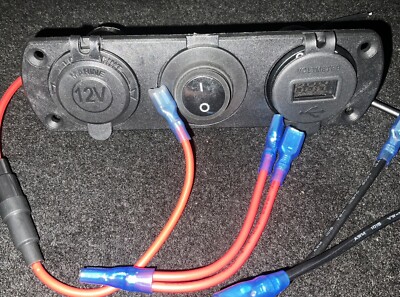 12V Feuerzeug Steckdose Schalter Panel Dual USB Port Ein Aus Wippe für Auto Boot etc