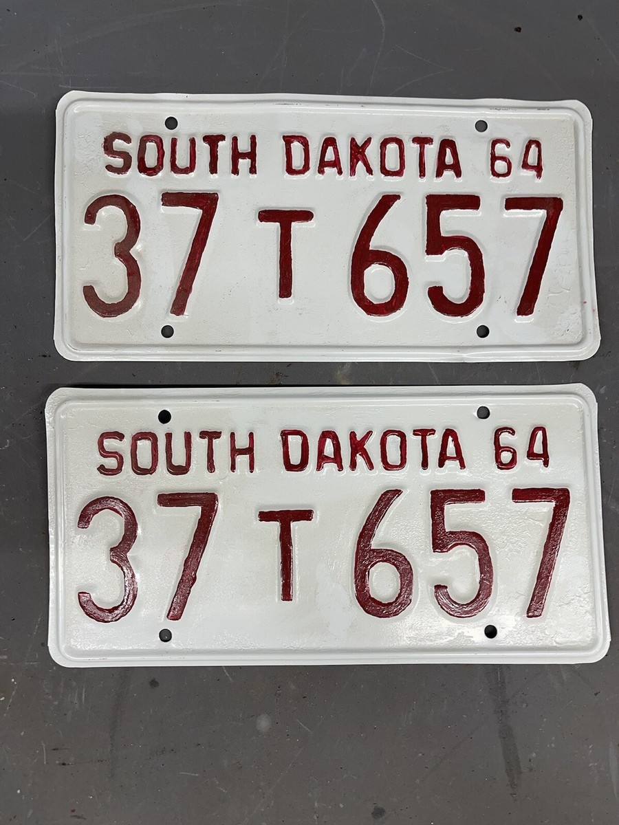 Vintage 1964 South Dakota License Plates Fairlane GTO Impala