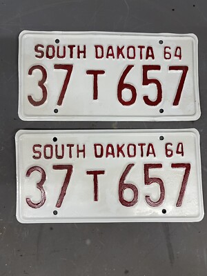 Vintage 1964 South Dakota License Plates Fairlane GTO Impala