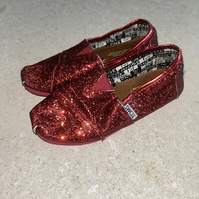 Girls Youth 12 Reg Glitter Toms Shoes Preowned - Main Image