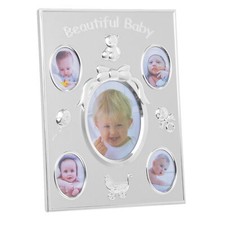 Silver Beautiful Baby Multi Photo Frame - Holds 5 Pictures - New Baby Gift