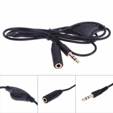 3.5mm Male to Female Earphone Audio Extension Exteneder Cable Volume Control