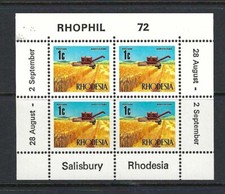 Rhodesia RHOPHIL 1972 1c Minisheet, imperf top. MUH. (2)