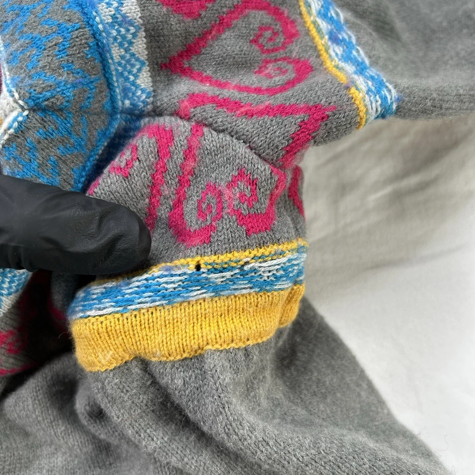 Vestido Hanna Anderson feminino 110/tamanho 5 cinza mistura de lã corações Fair Isle *LEIA* - Imagem 2 de 4