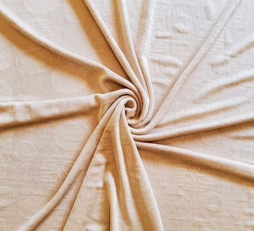 Gold 4- Way Stretch Knit Fabric, Slinky, Circle Pattern, 2.22 yards - Afbeelding 1 van 8