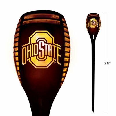 OHIO STATE BUCKEYES LED SOLAR TORCH 36'' TALL FLICKERING AMBER FLAME NCAA OUTDOOR