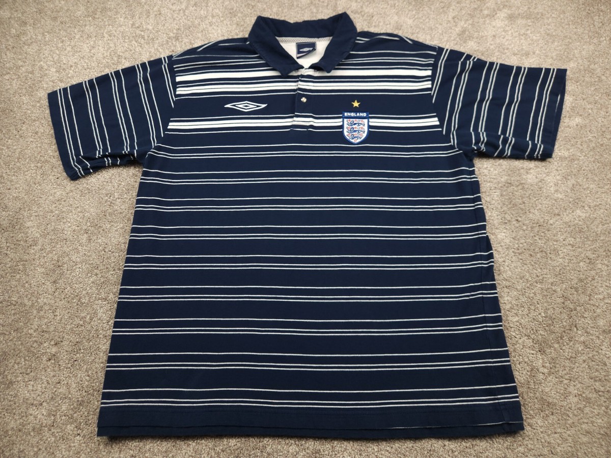 アンブロ　2004イングランド代表レプリカＧＫシャツ　サックス　US Lサイズ 2004-06 England Soccer Team Polo Shirt Mens Extra Large Blue
