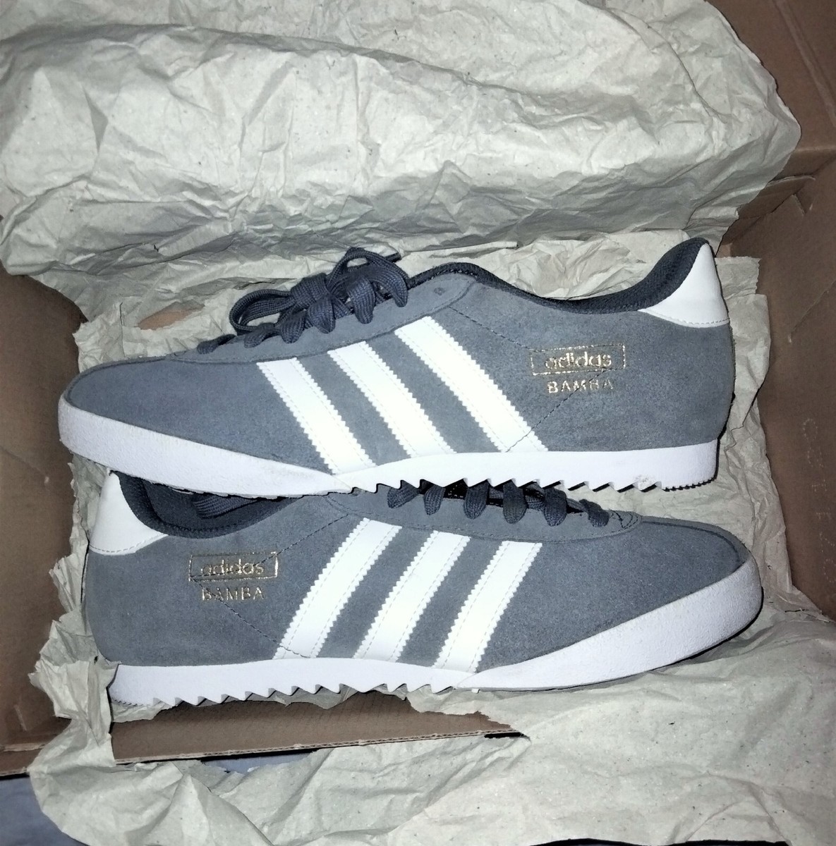 Vintage Trainers Adidas Bamba OG's Grey UK Very Rare Colour way