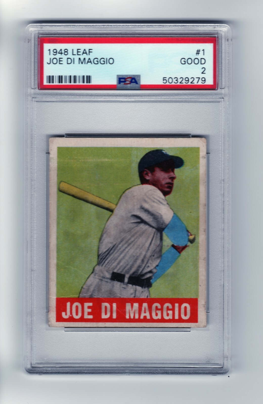 1948 Leaf Baseball Authentic Joe DiMaggio #1 PSA 2 Good, Nice eye appeal!