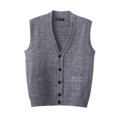 Chaleco de punto para hombre cuello en V sin mangas jersey con botones suéter camiseta sin mangas cárdigan - Imagen 12 de 16