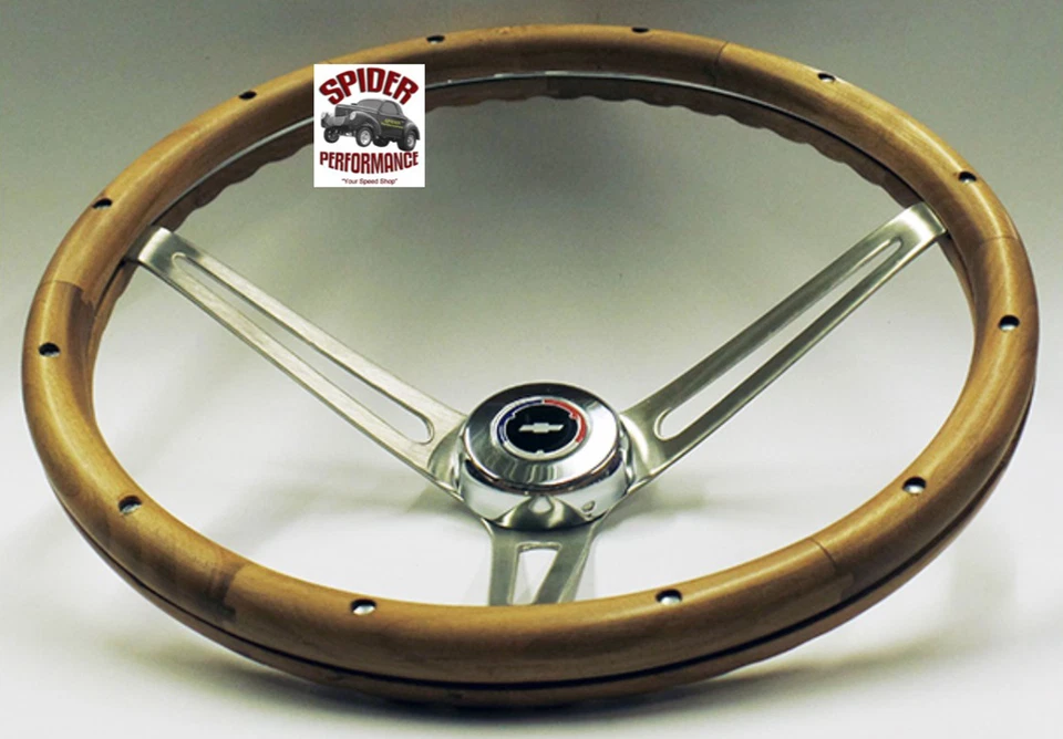 1957-1963 Chevrolet wood steering wheel CLASSIC BOWTIE 15" MUSCLE CAR WALNUT - Image 2 of 4