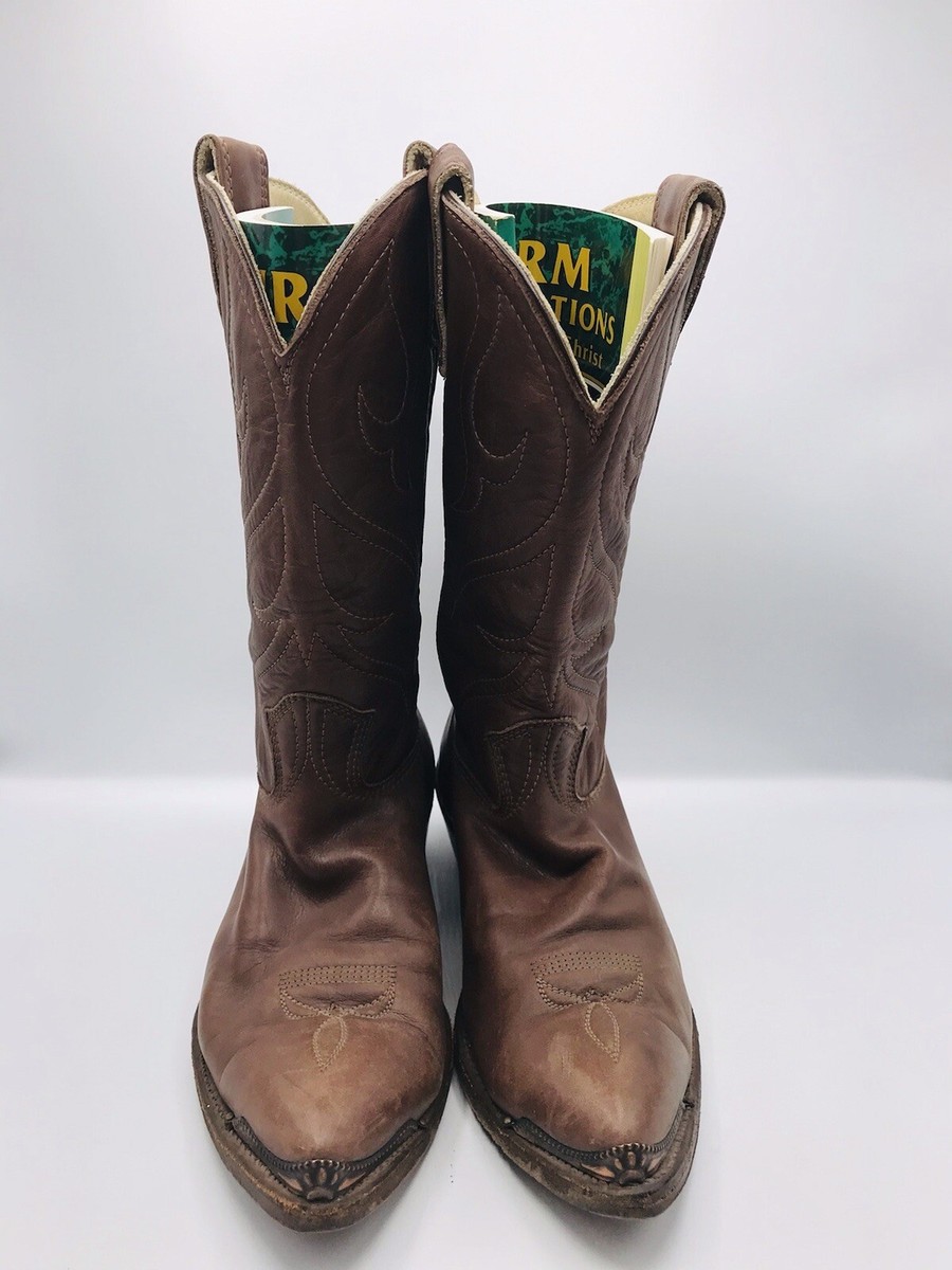 Vintage Stewart 1977 Brown Leather Handmade Cowboy Boots Western Men’s Size 8 EE Stewart 1977 Mens Handmade Western Cowboy Brown Leather  main image 2