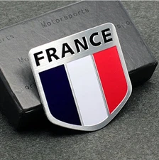 ALUMINUM France Flag Emblem Sticker Decal For Auto, Car, & Truck 3D Feel 2"x2"  