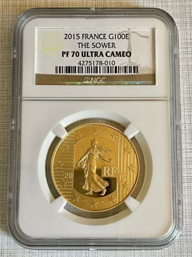 France 2015 The Sower 100 Euro Gold NGC PF70 ULTRA CAMEO SKU# 7068