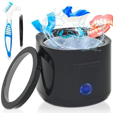 Ultrasonic Retainer Cleaner Denture Cleaning: 42Khz Portable Sonic Dental Clean 