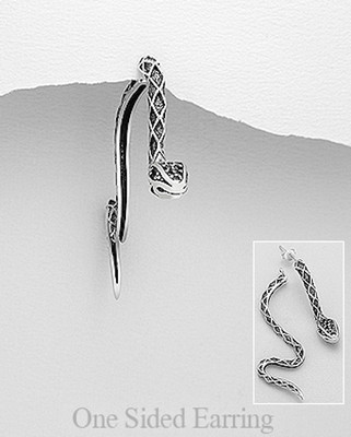 Sterlingsilber oxidierte Schlange Schlange Viper Ohrhänger 2,28'' lang 7,4 g SCHÖN