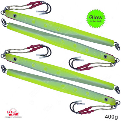 4pcs Fish WOW! 400g Glow Speed jig Fall Metal Fish Vertical Trolling  jigging NEW