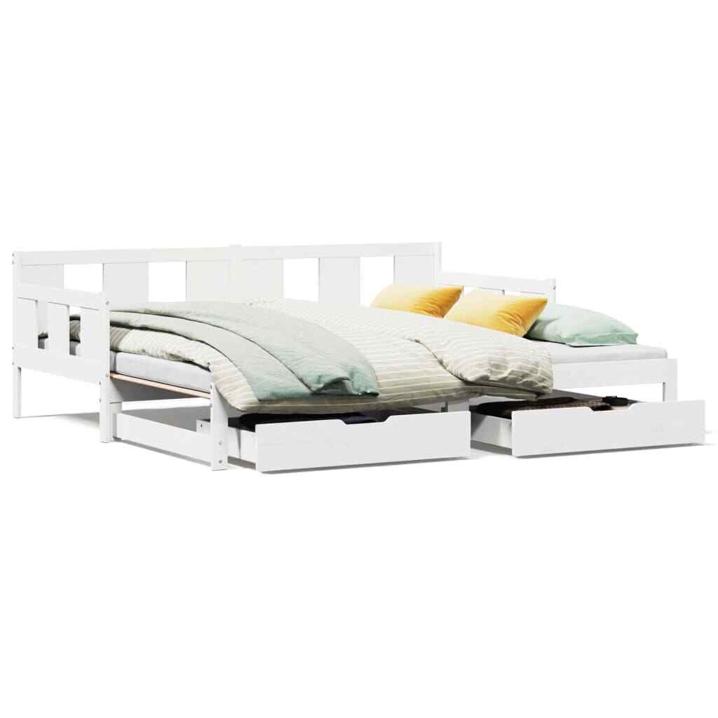 Letto Estraibile con Cassetti senza Materasso Bianco 90x190 cm