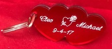 Double Heart Personalized Keychain Custom Names Engraved Free name key chain