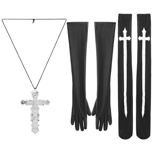 Cotton Scarf Performance Suit Priest_Cross Headdress Nun Tube Stockings Gloves - Picture 14 of 27