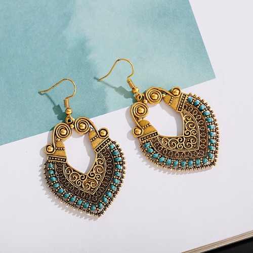 Mujeres Boho Patrón Retro Puño Ahuecado Elegante Gancho Pendientes Joyería Regalo - Imagen 48 de 140