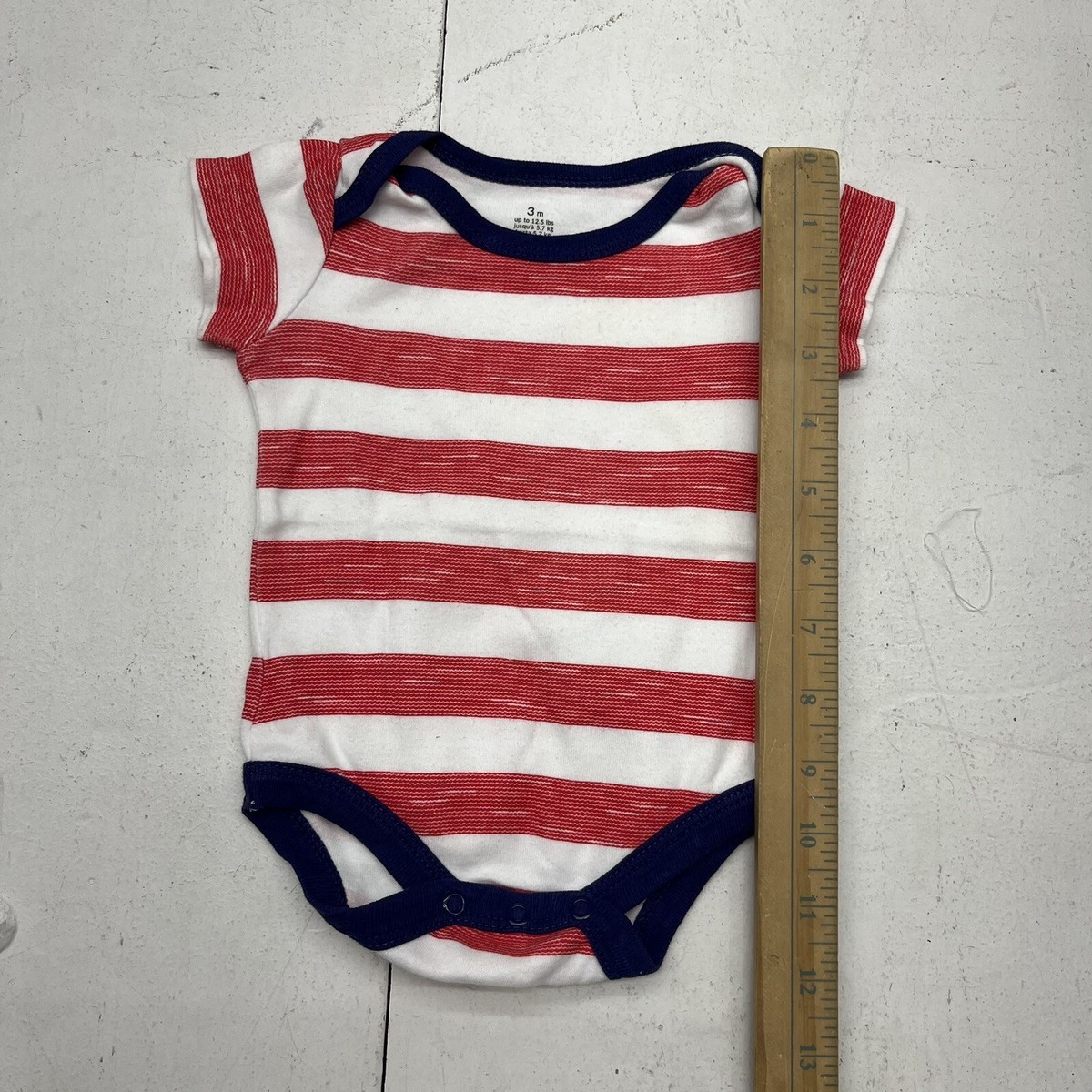 Baby Starters Red Striped Short Sleeve One-Piece Unisex Size 3