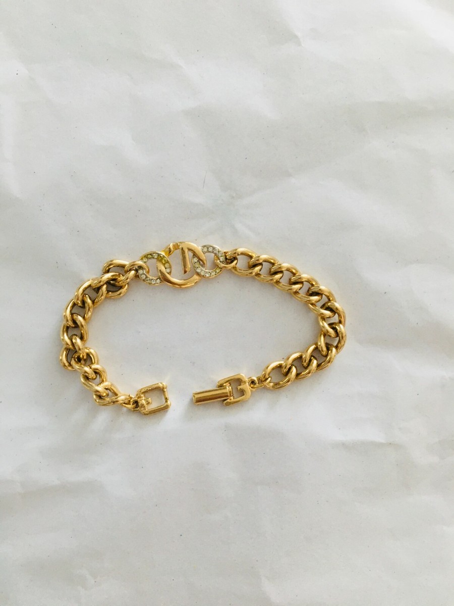アクセサリー Givenchy Chain Bracelet Gold Vintage Givenchy G Vintage Rhinestone Gold Chain Bracelet | eBay