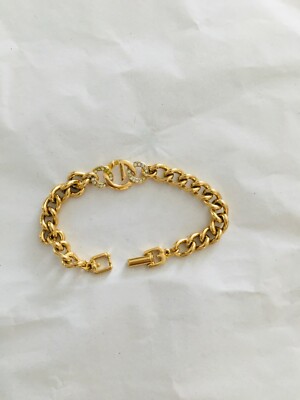 Givenchy G Vintage Rhinestone Gold Chain Bracelet | eBay UK