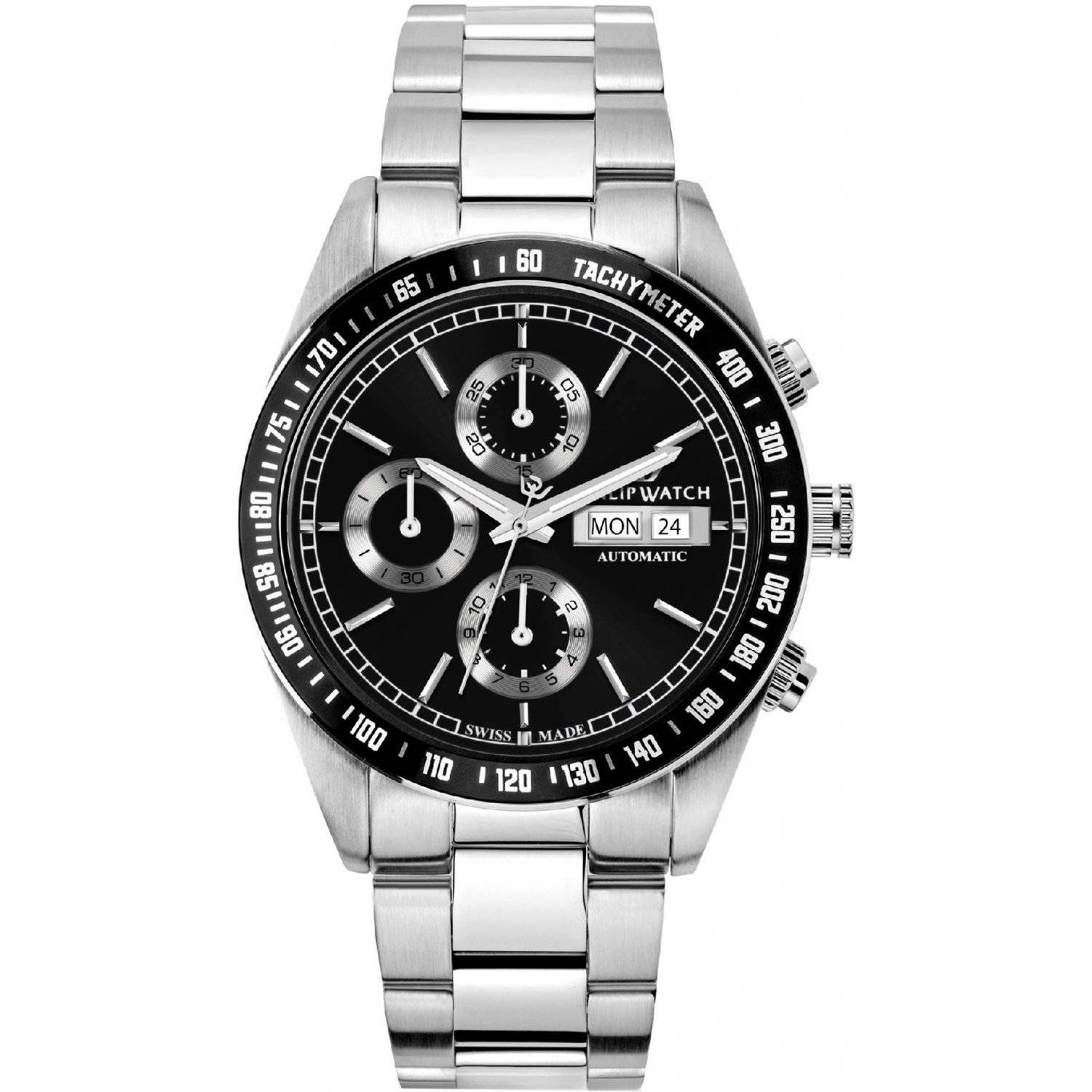 Orologio Philip Watch Caribe R8243607001 uomo acciaio automatico cronografo nero
