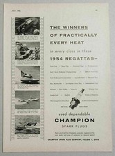 1955 Print Ad Champion Spark Plugs Hydroplane...