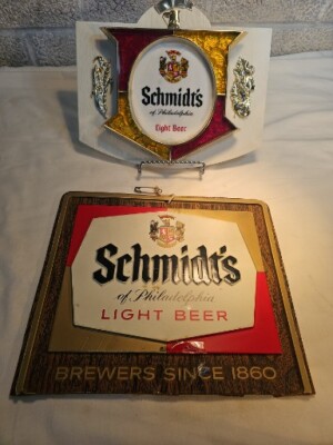Schmidts Light Beer Advertising Sign Store Display Mirror Plastic Plus Other