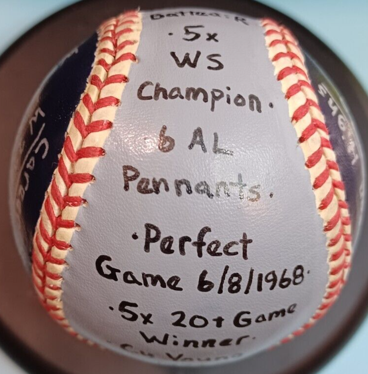 HAND PAINTED CATFISH HUNTER HOF 1987 CAREER STATISTICS BASEBALL NEW