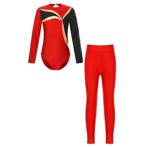 Kids Girls Outfits Patchwork Set Color Block Dancewear Cutout Back Outfit Suit - Picture 91 of 111