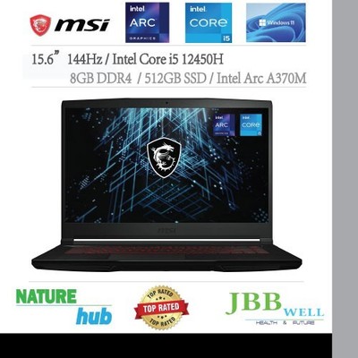 MSI Thin GF63, 15.6'' 144Hz, Intel Core i5 12th, 8GB DDR4, 512GB SSD, Intel A370M